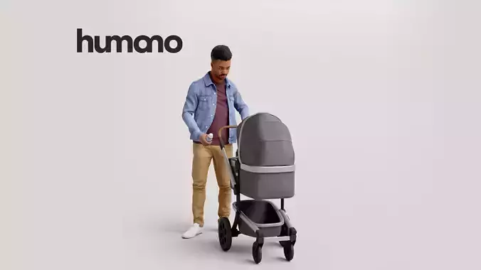 Humano Man with a stroller 1016 3D model