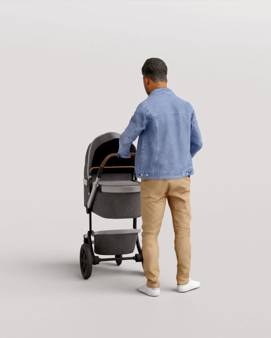 Humano Man with a stroller 1016 3D model_2