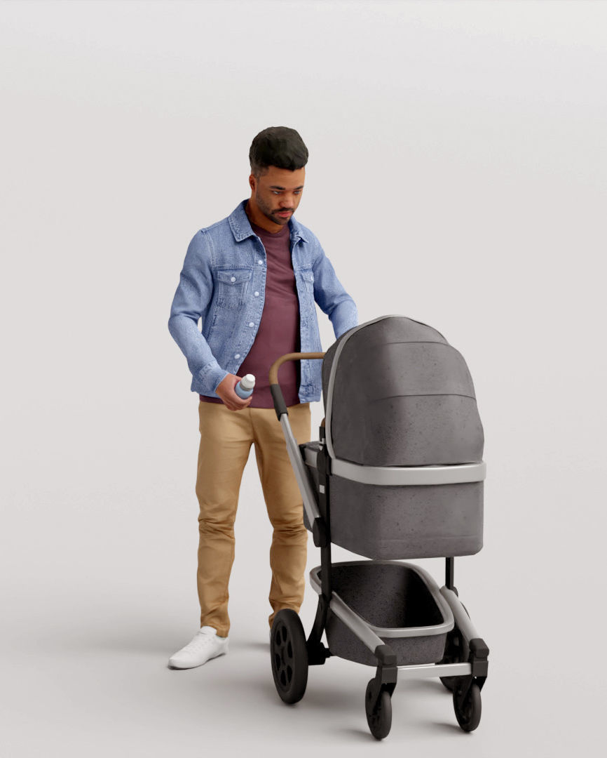 Humano Man with a stroller 1016 3D model_1