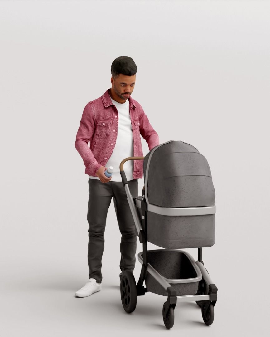 Humano Man with a stroller 1016 3D model_4