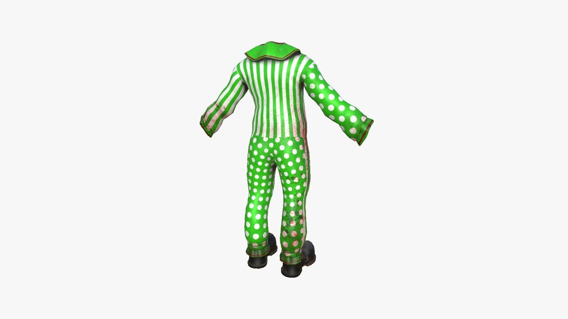 Clown Terror Outfit A08 Green - Character Design Low-poly 3D model_4