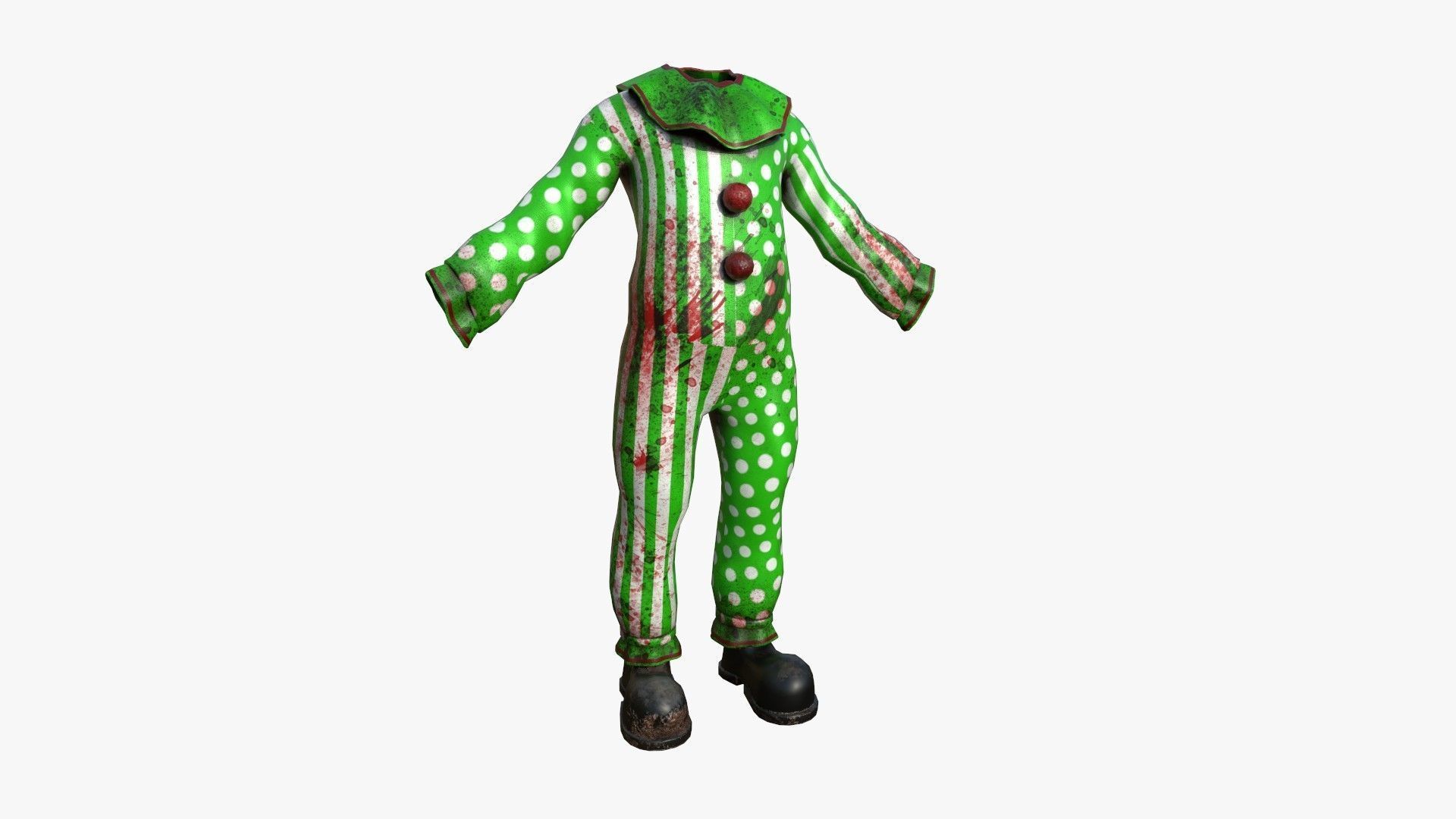 Clown Terror Outfit A08 Green - Character Design Low-poly 3D model_2
