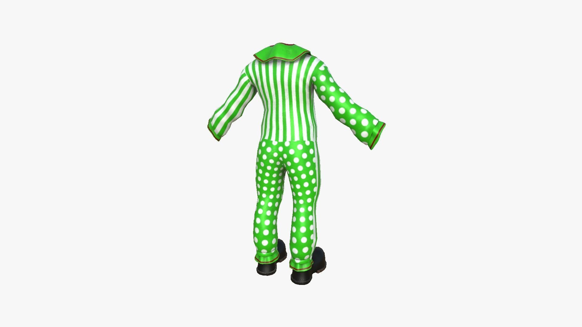 Clown Terror Outfit A08 Green - Character Design Low-poly 3D model_5