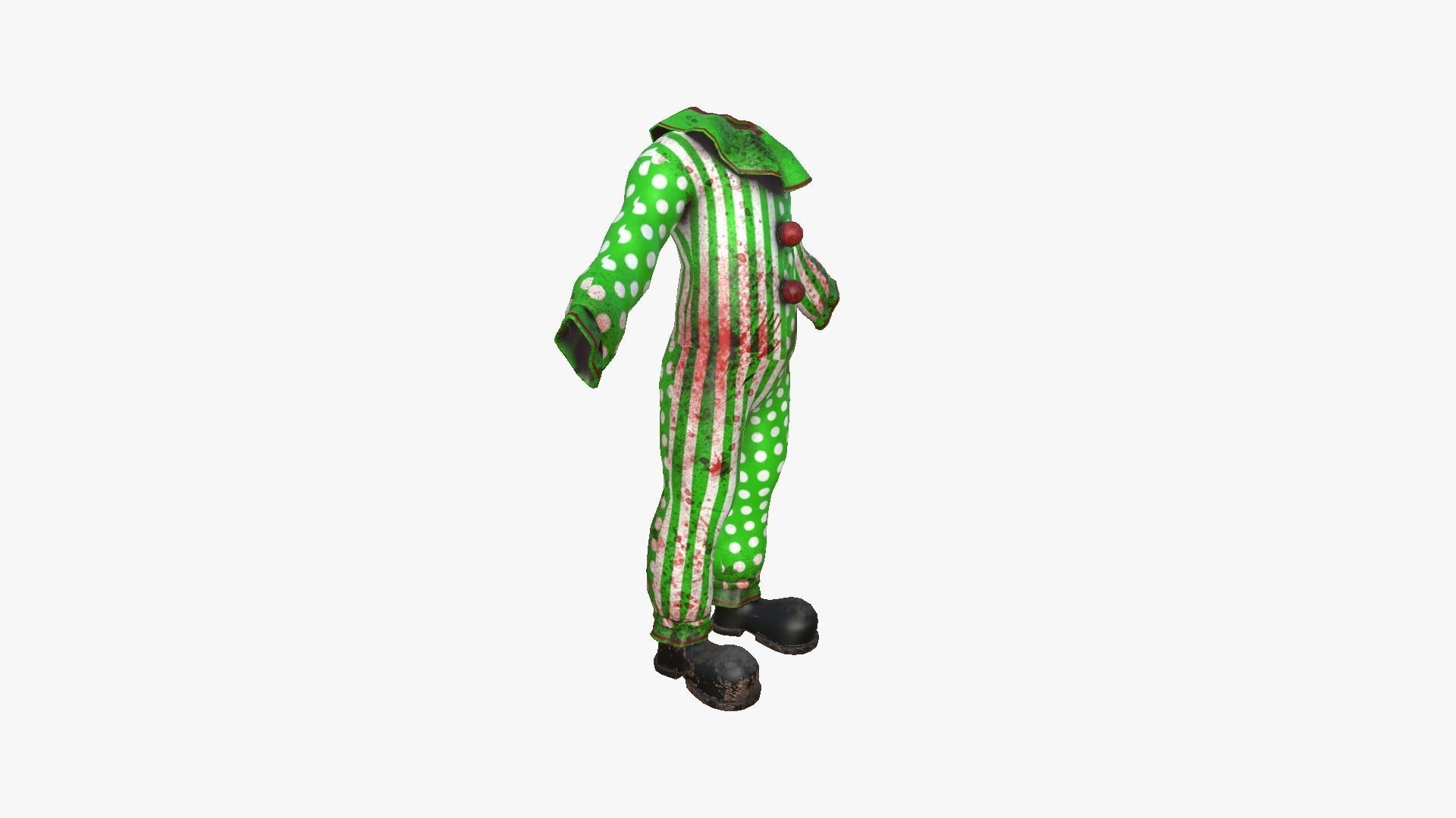 Clown Terror Outfit A08 Green - Character Design Low-poly 3D model_6