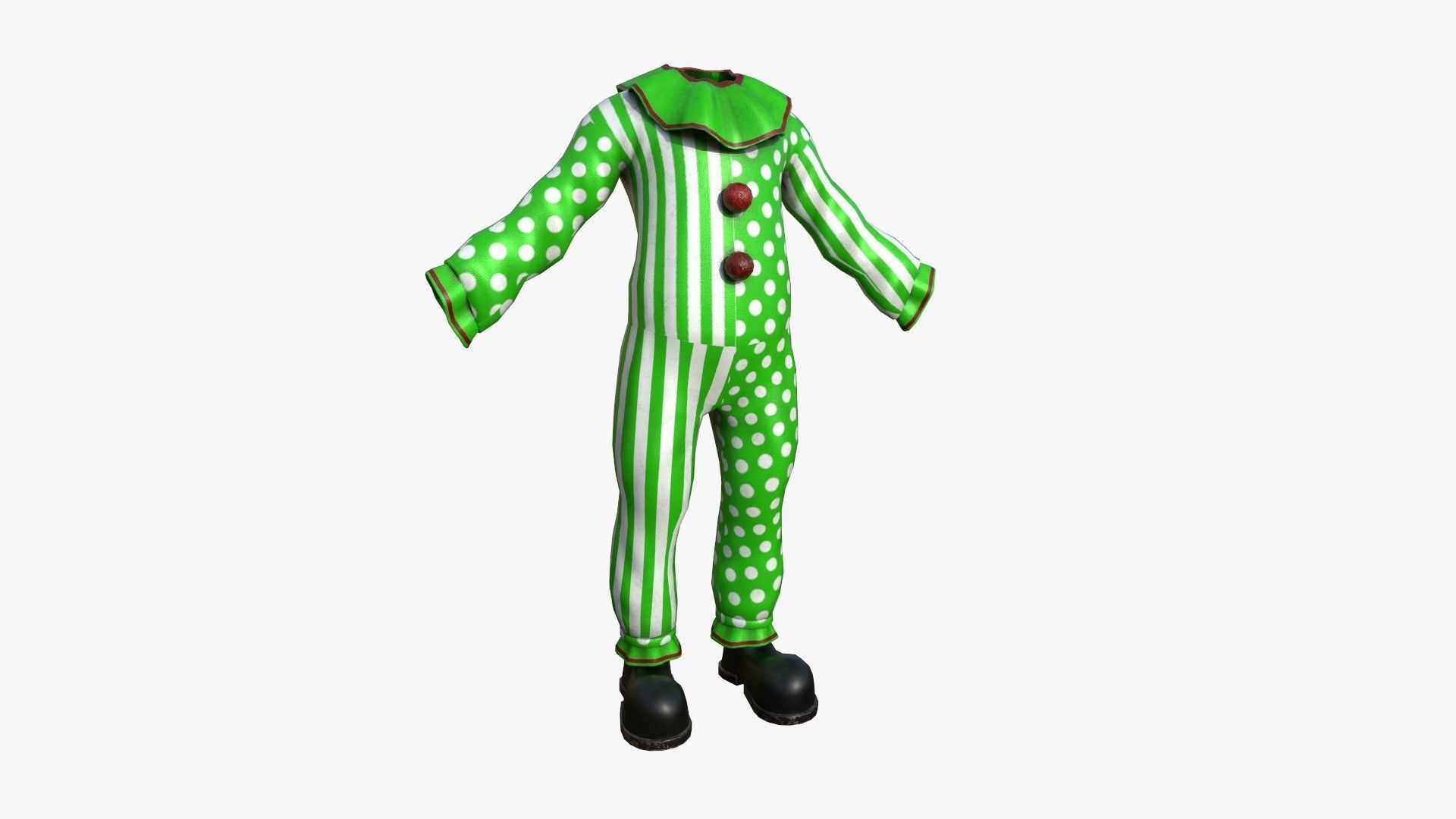 Clown Terror Outfit A08 Green - Character Design Low-poly 3D model_3