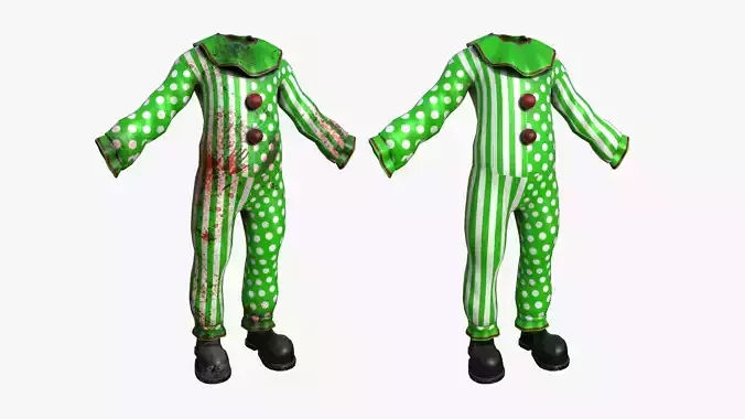 Clown Terror Outfit A08 Green - Character Design Low-poly 3D model