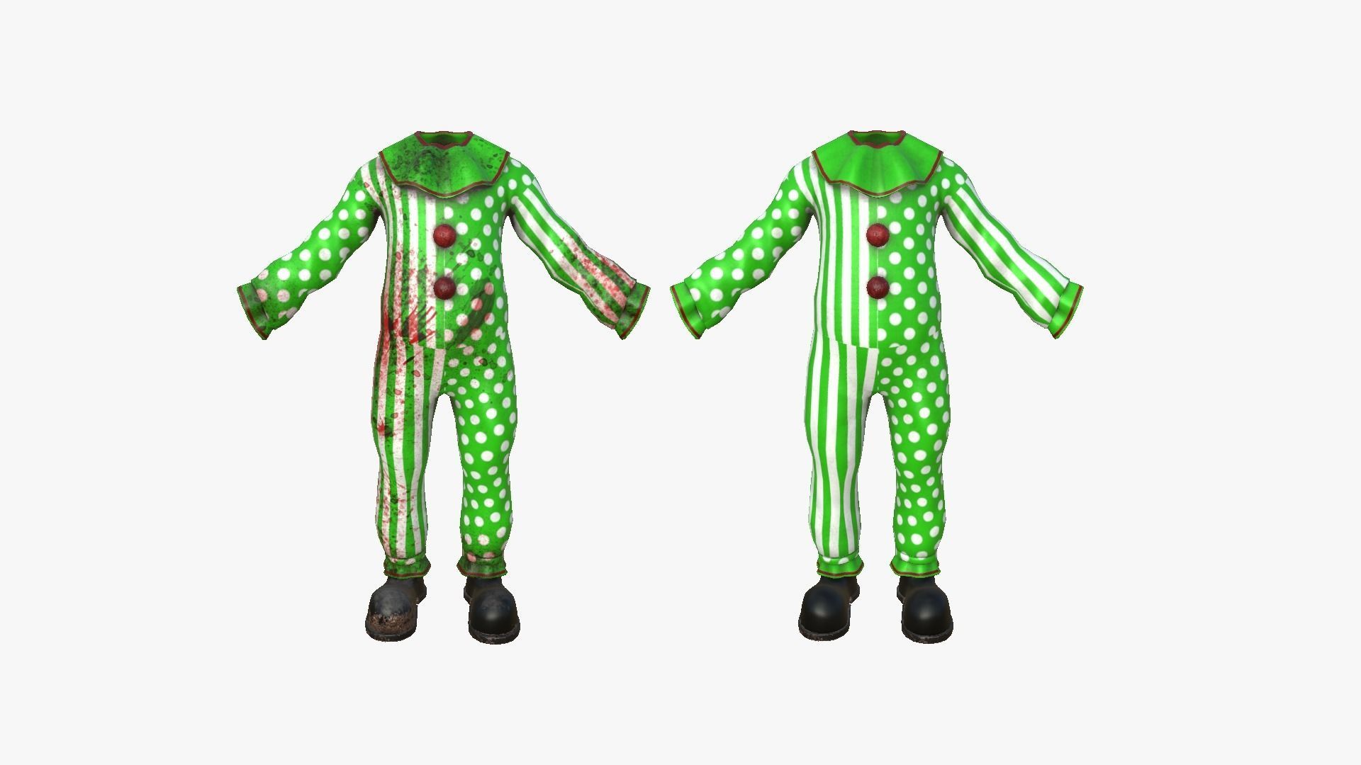 Clown Terror Outfit A08 Green - Character Design Low-poly 3D model_1