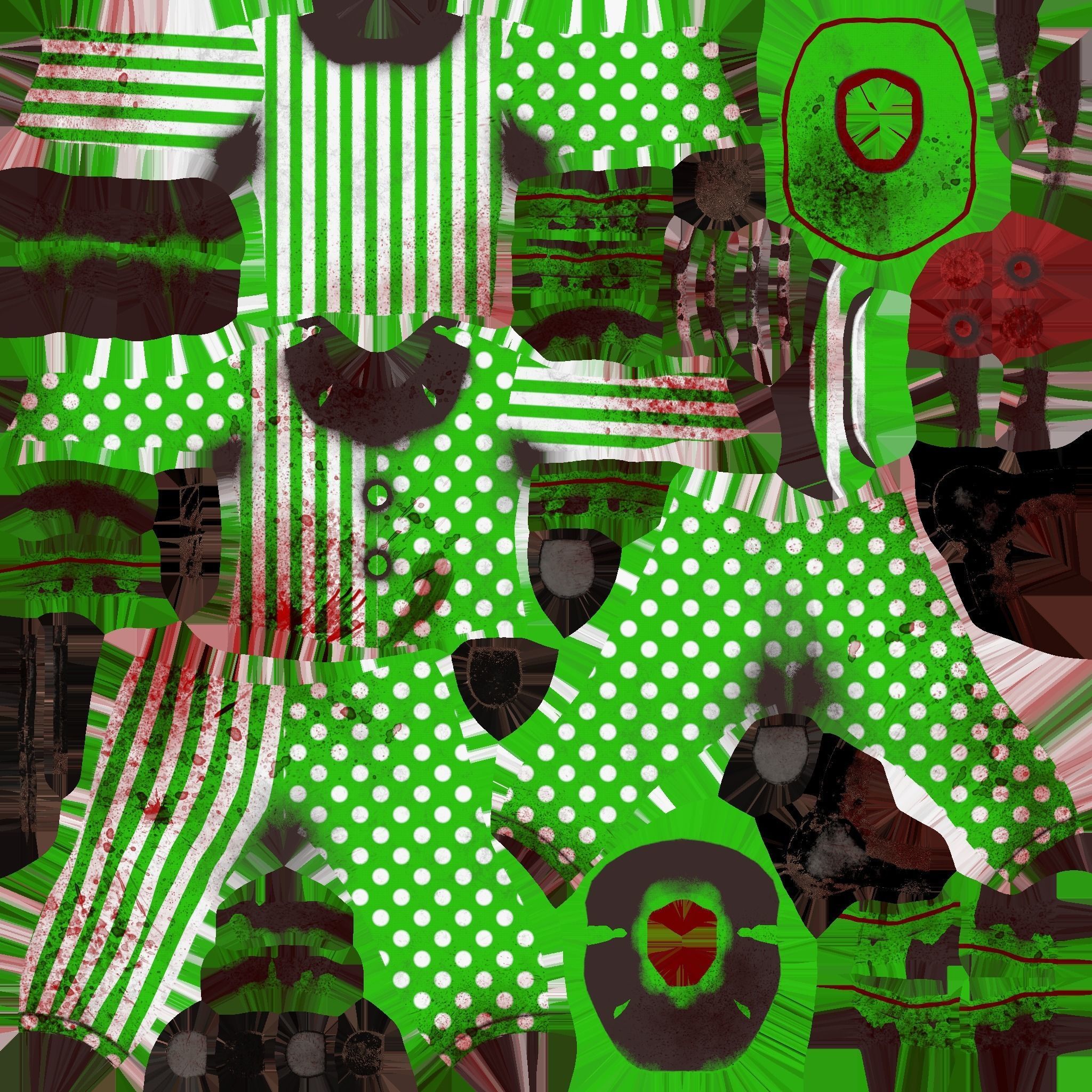 Clown Terror Outfit A08 Green - Character Design Low-poly 3D model_29