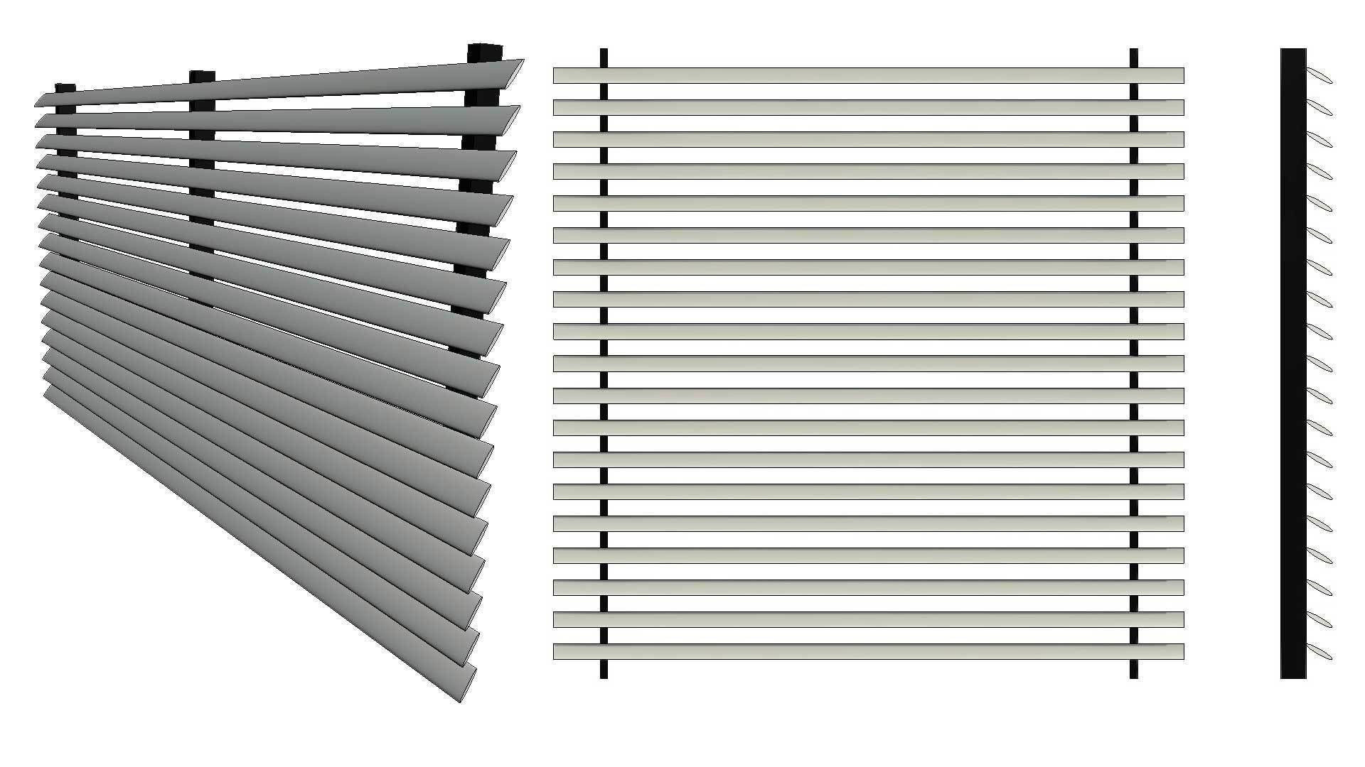 Fixed Aluminium Screen Exterior Aluminium Sun Screen Fixed Louvres 3D model | CGTrader