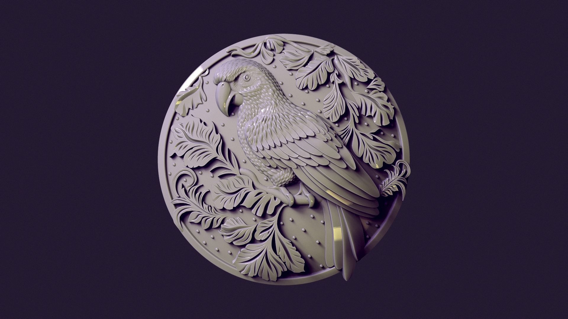 PARROT medallion for casting 3D print model_15