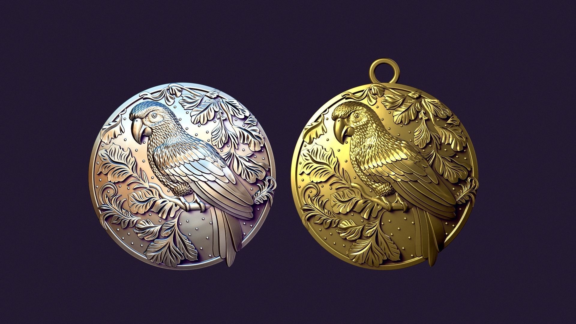 PARROT medallion for casting 3D print model_2