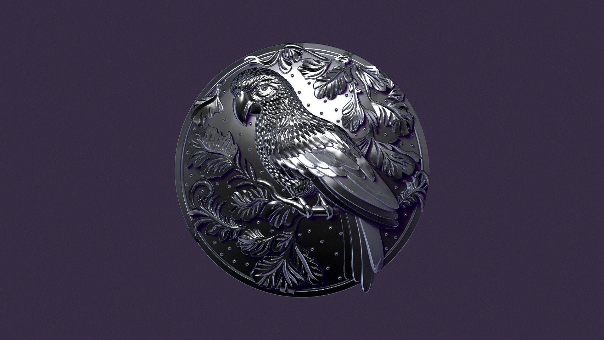 PARROT medallion for casting 3D print model_4