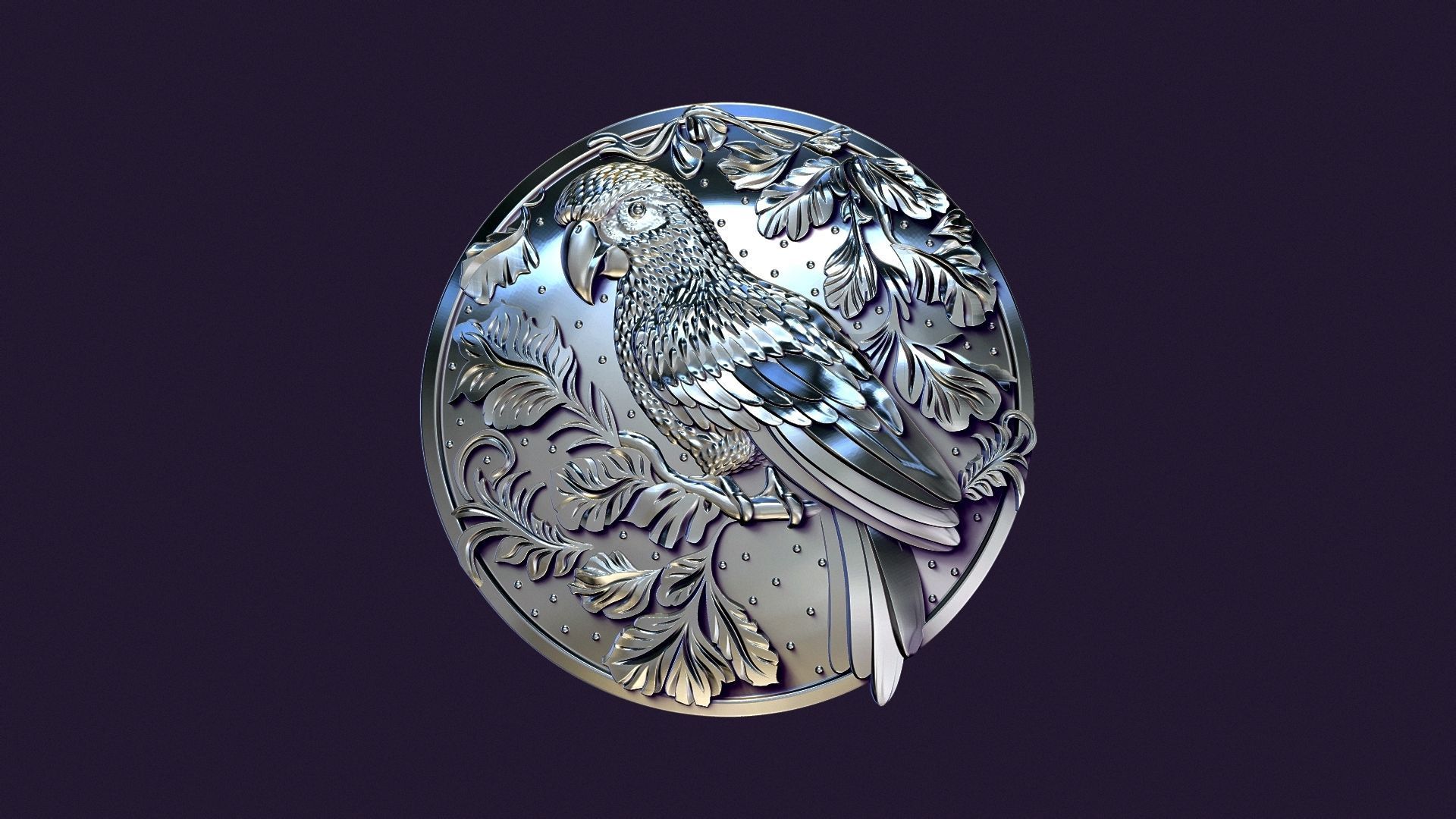 PARROT medallion for casting 3D print model_10