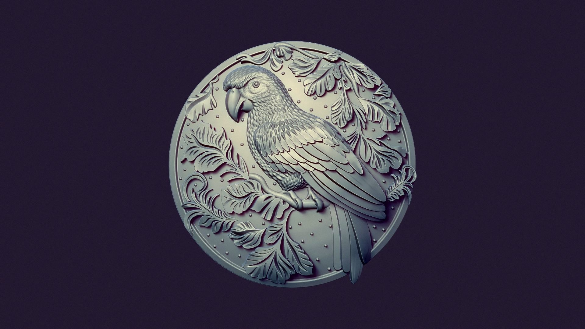 PARROT medallion for casting 3D print model_5