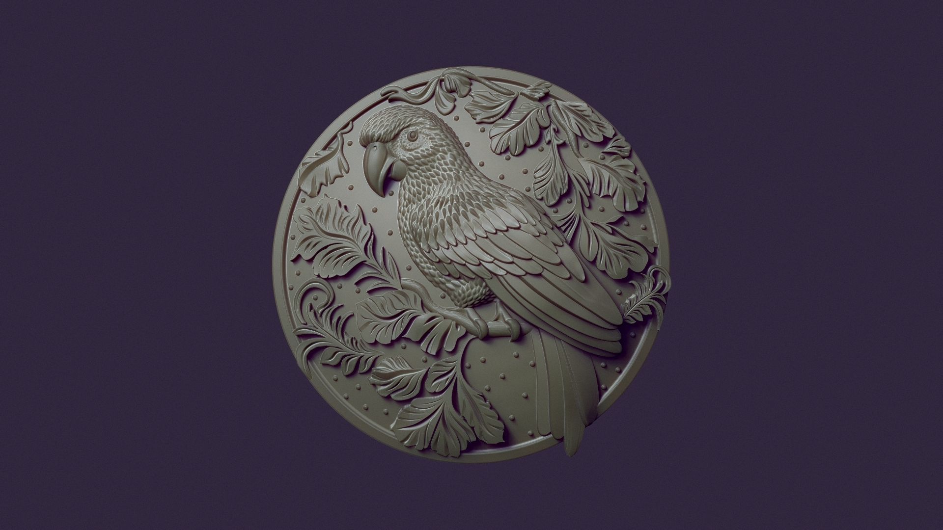 PARROT medallion for casting 3D print model_8