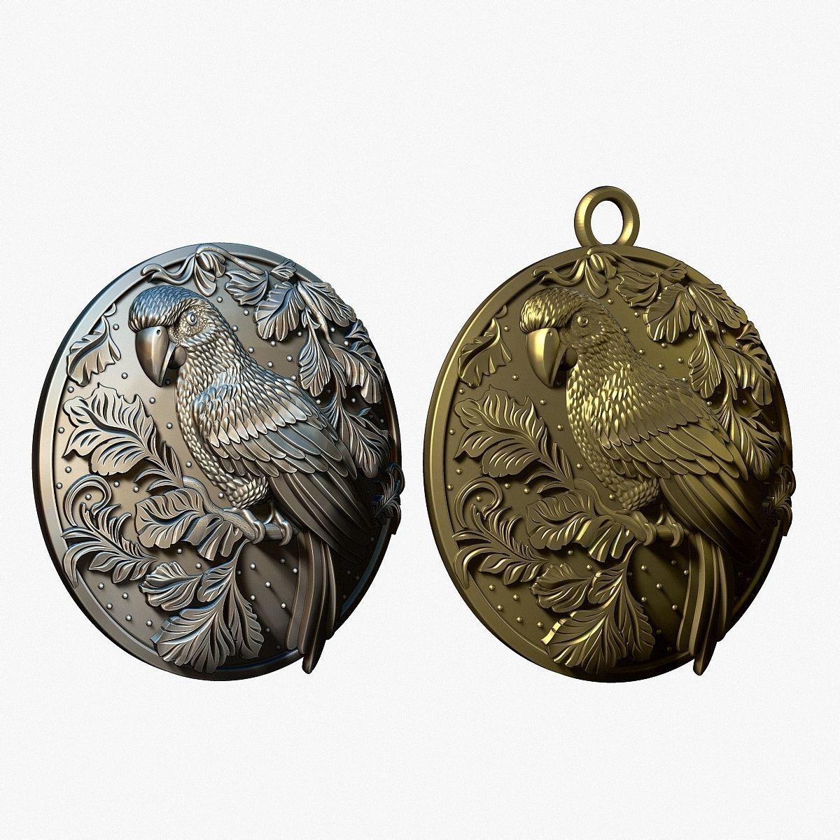 PARROT medallion for casting 3D print model_3
