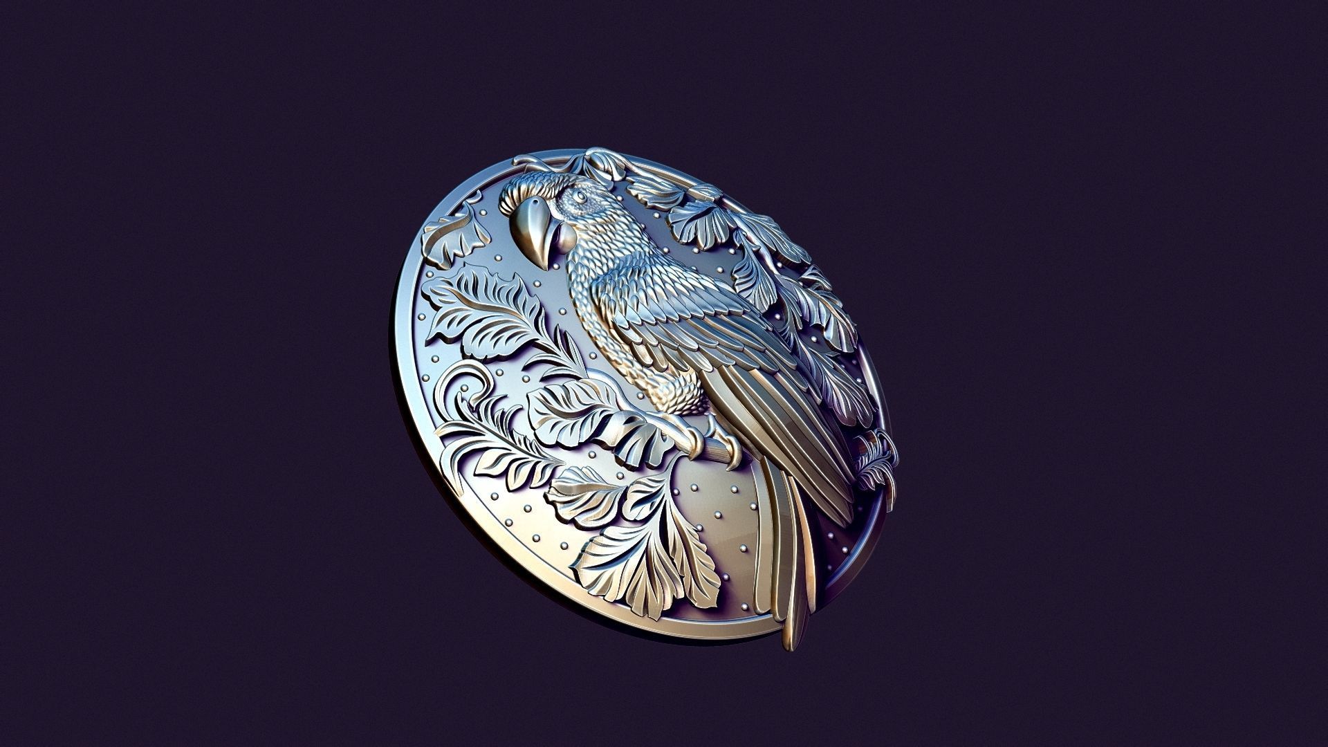 PARROT medallion for casting 3D print model_7