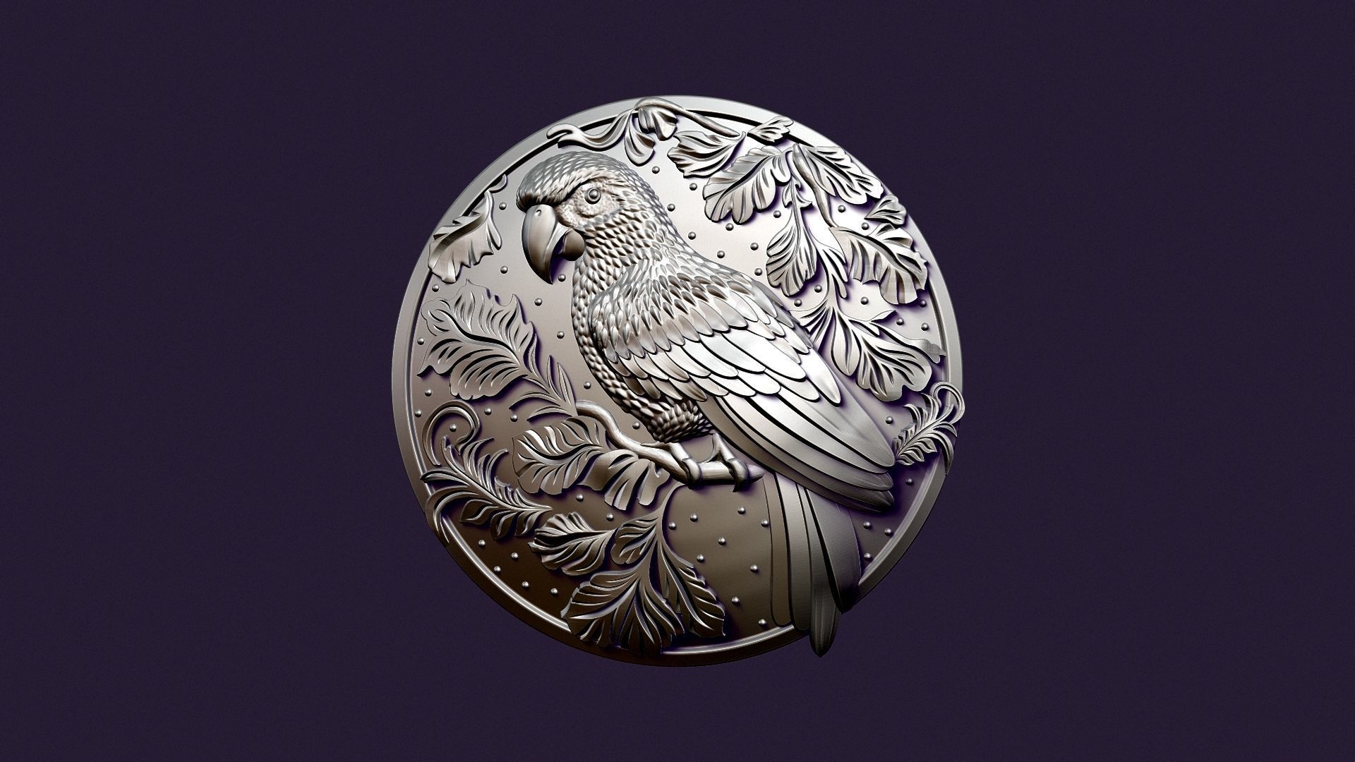 PARROT medallion for casting 3D print model_6