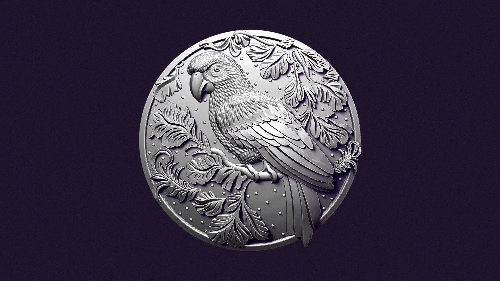 PARROT medallion for casting 3D print model_14