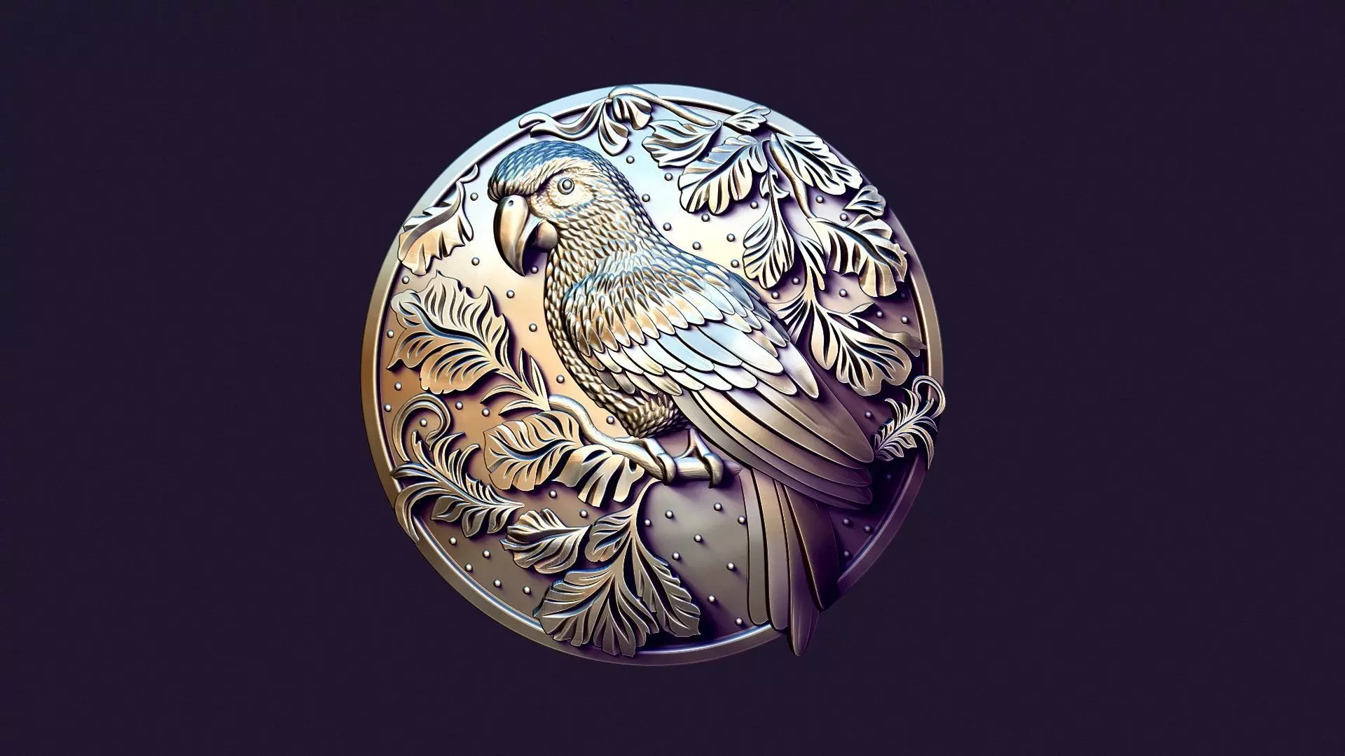 PARROT medallion for casting 3D print model_0