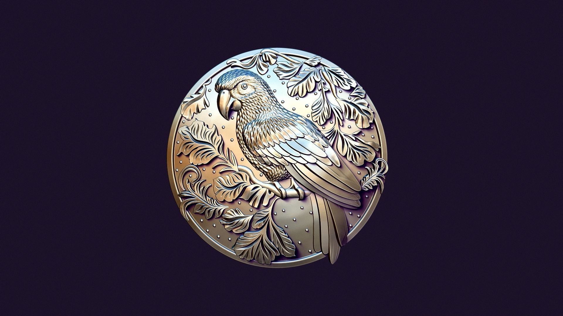 PARROT medallion for casting 3D print model_13