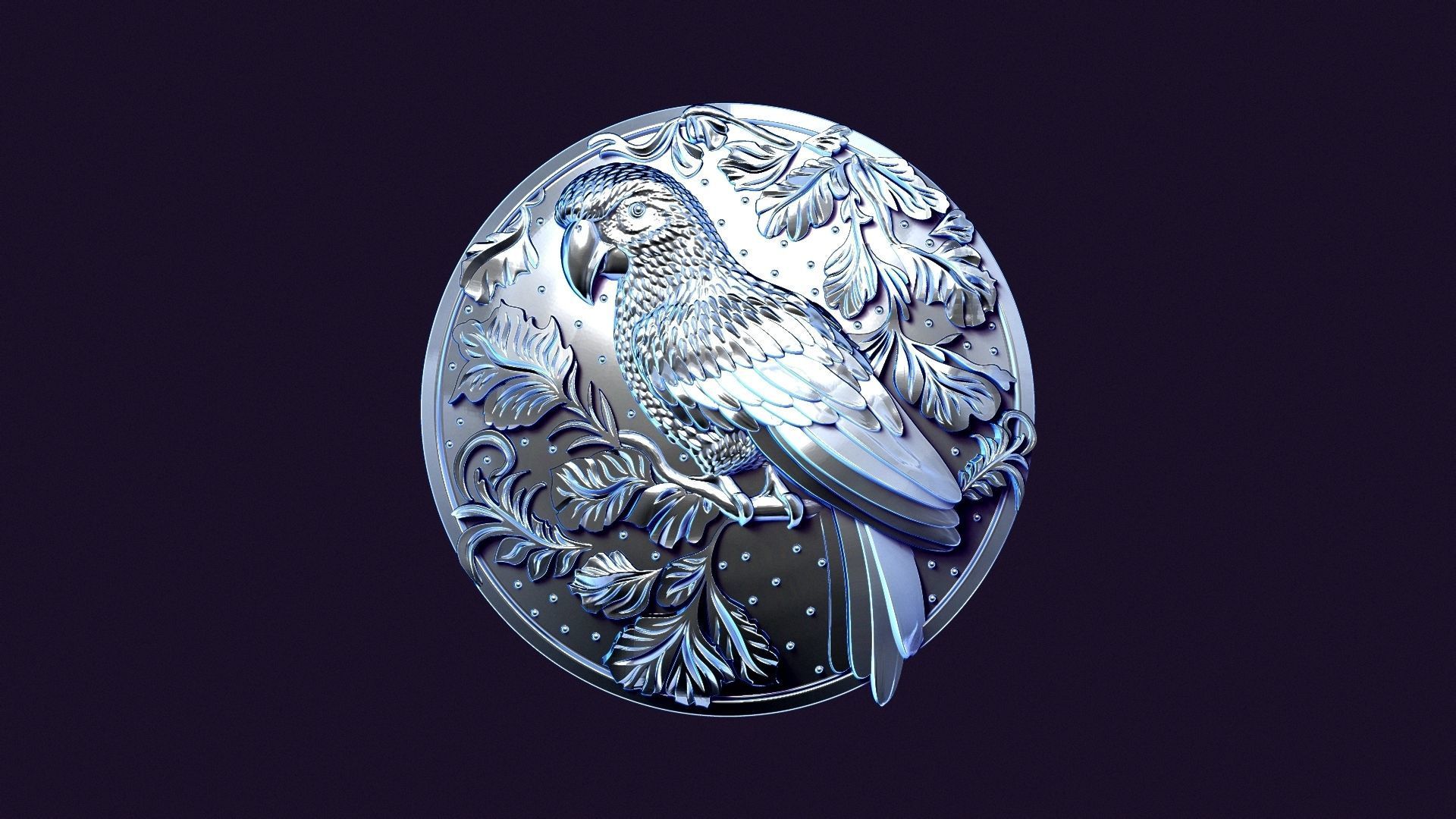PARROT medallion for casting 3D print model_1