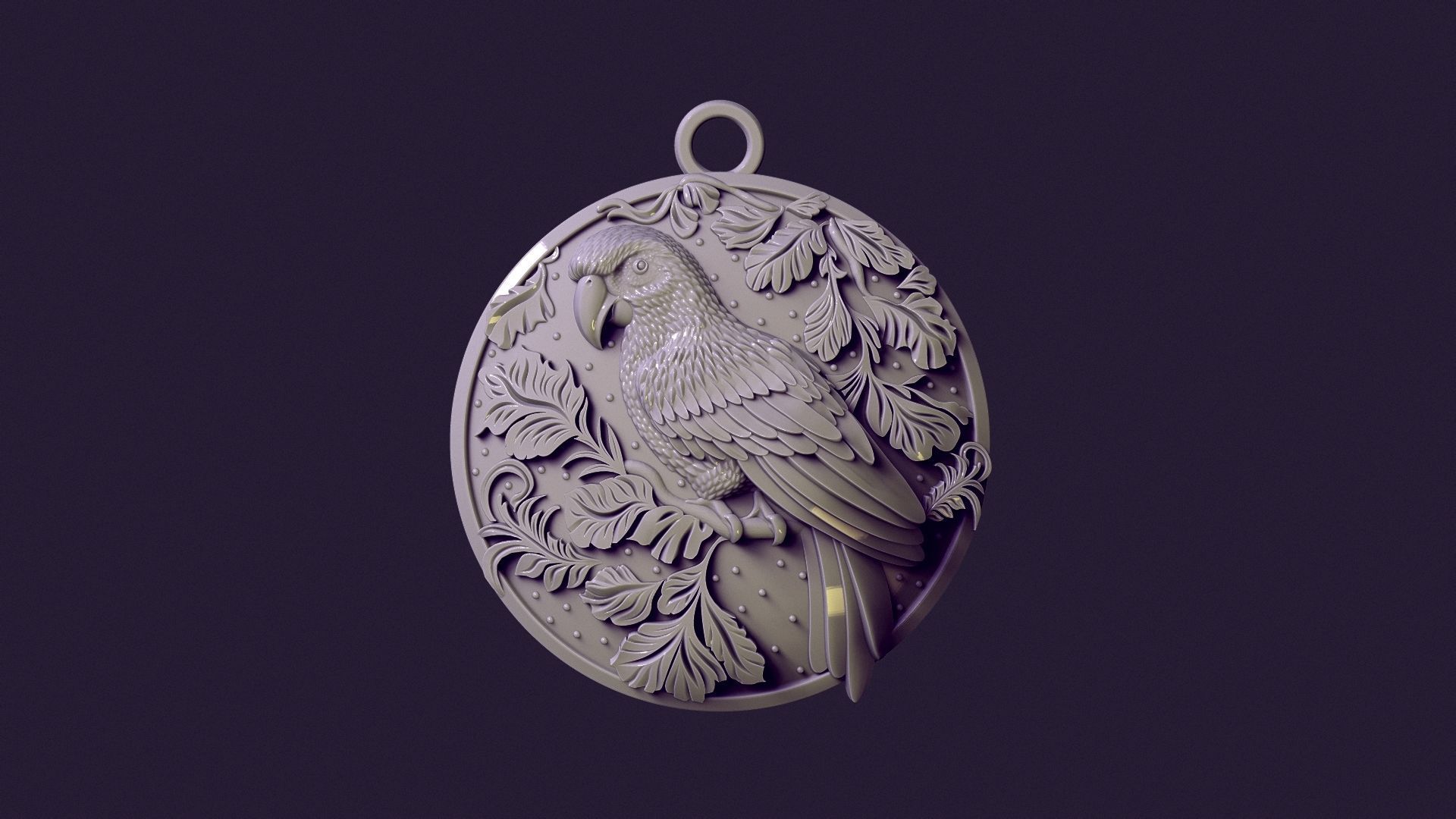 PARROT medallion for casting 3D print model_12