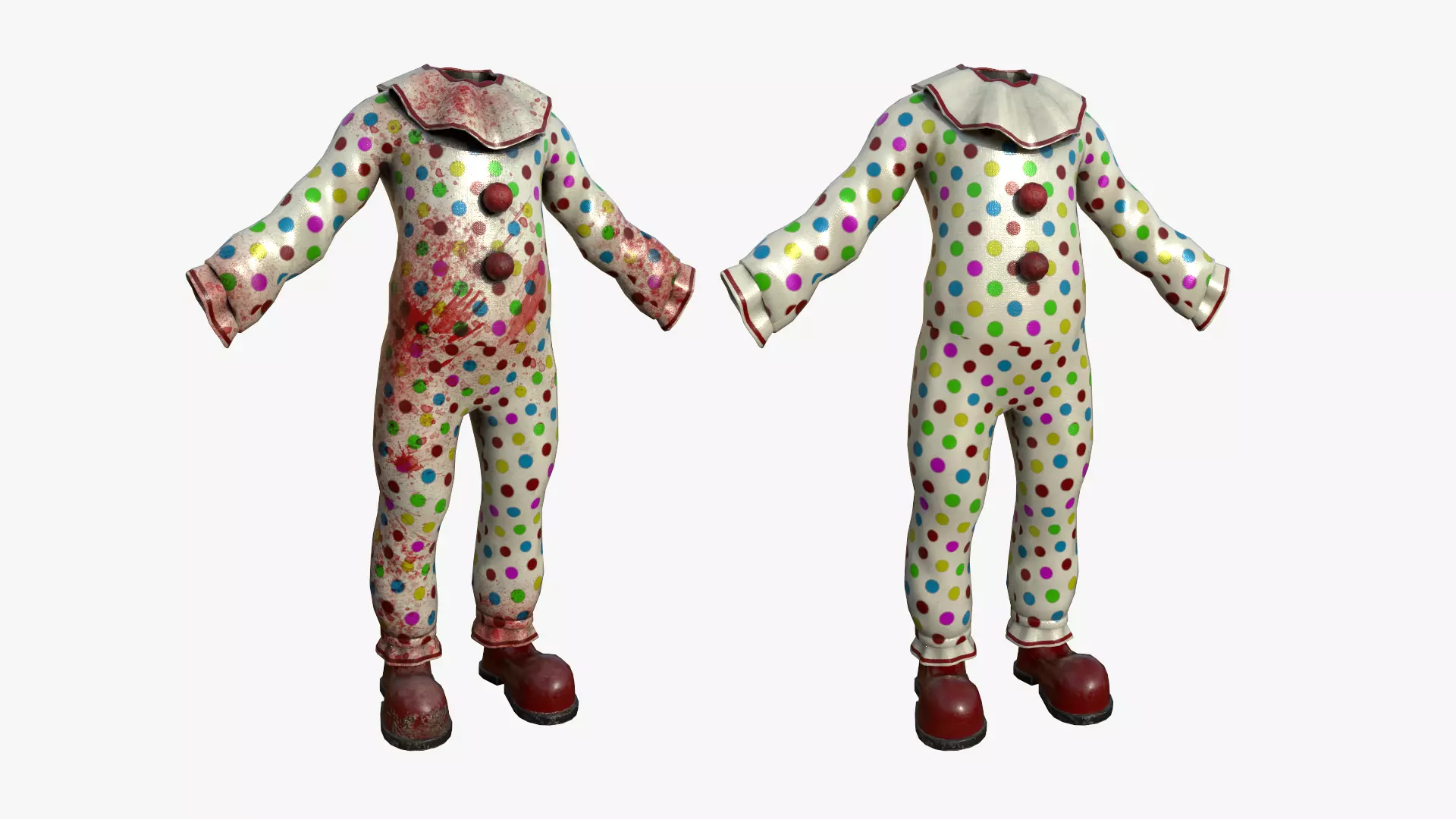 Clown Terror Outfit A09 Colored - Character Design Low-poly 3D model