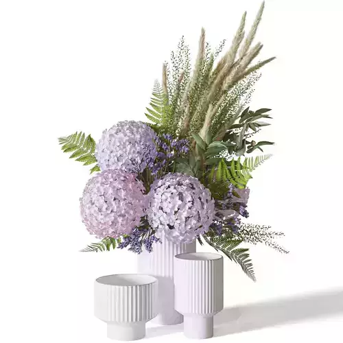 Flower Set 057 hydrangea and pampas