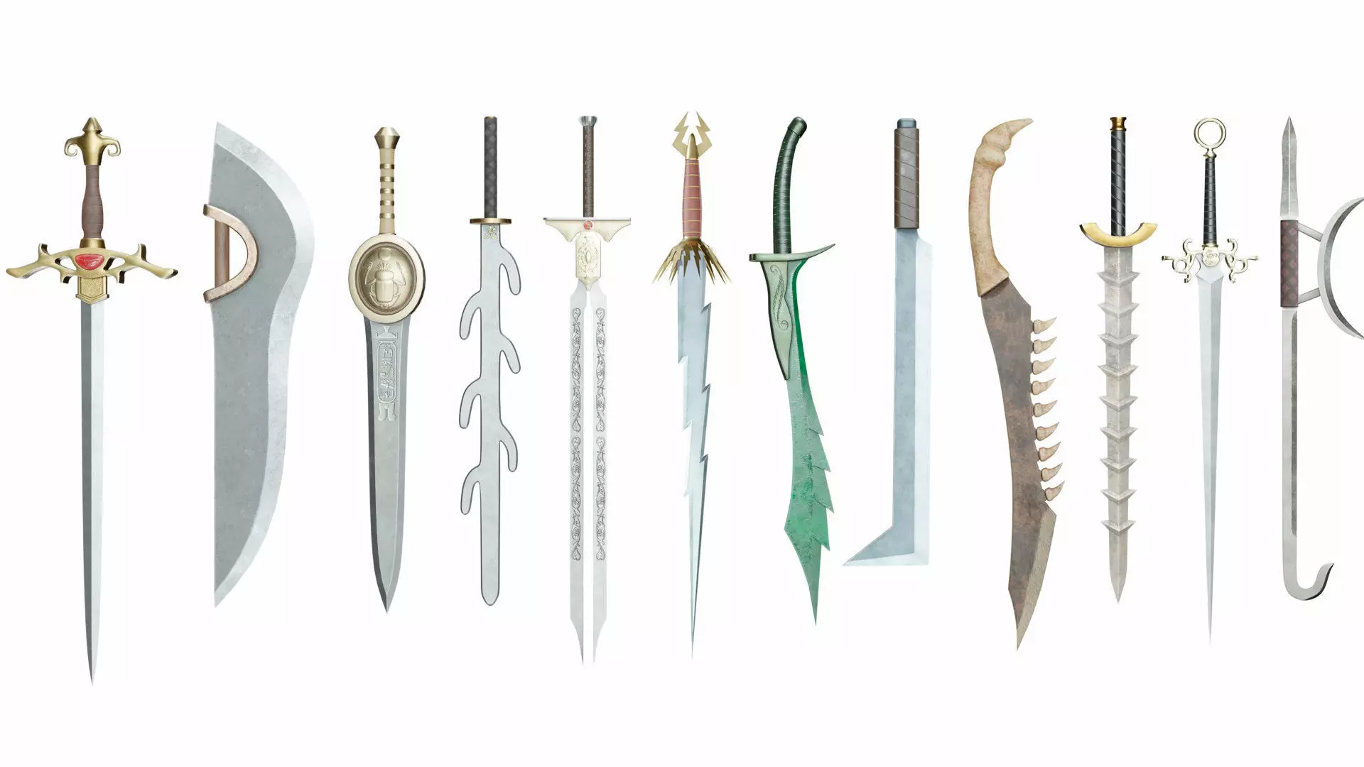 Collection of 12 special swords 3D model_0