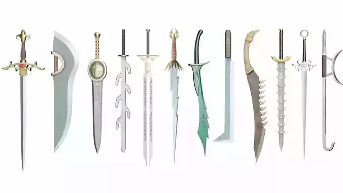 Collection of 12 special swords 3D model Collection of 12 special swords 3D model