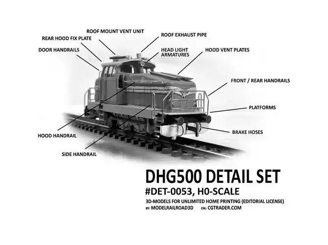 DET-0053 DHG500 Detail set H0-scale 13 items 3D print model