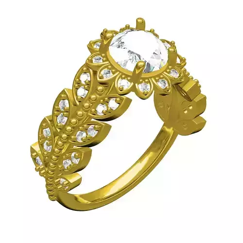 Antique Leaves All Around Engagement Ring for Women