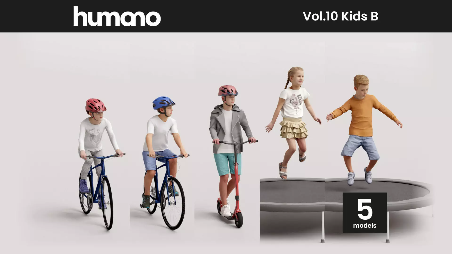 Humano 5-Pack - PLAYING KIDS - PLAYGROUND- 5x 3D models B 3D Model Collection_0