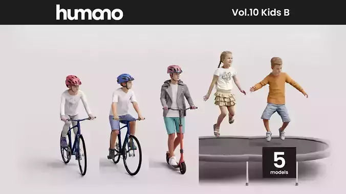 Humano 5-Pack - PLAYING KIDS - PLAYGROUND- 5x 3D models B 3D Model Collection