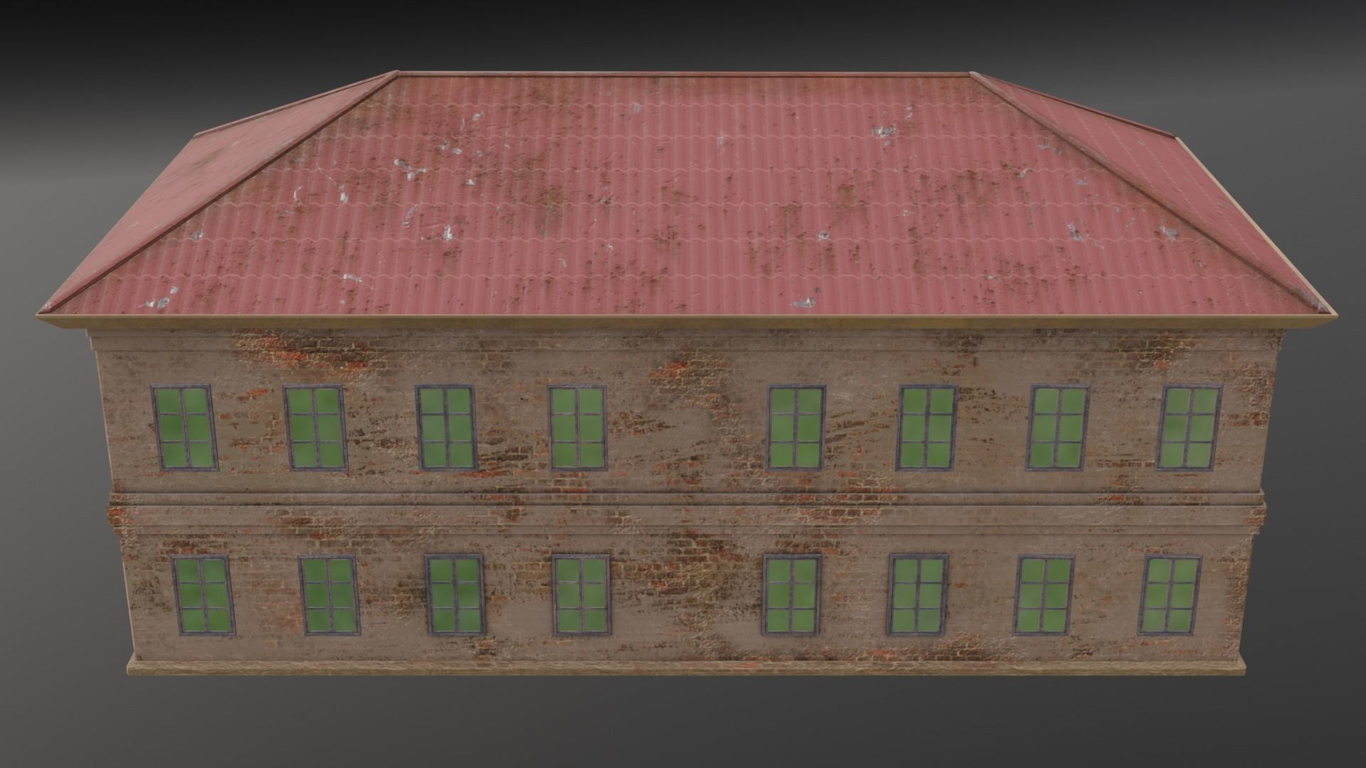 Old Administrative Building Low-poly 3D model_2