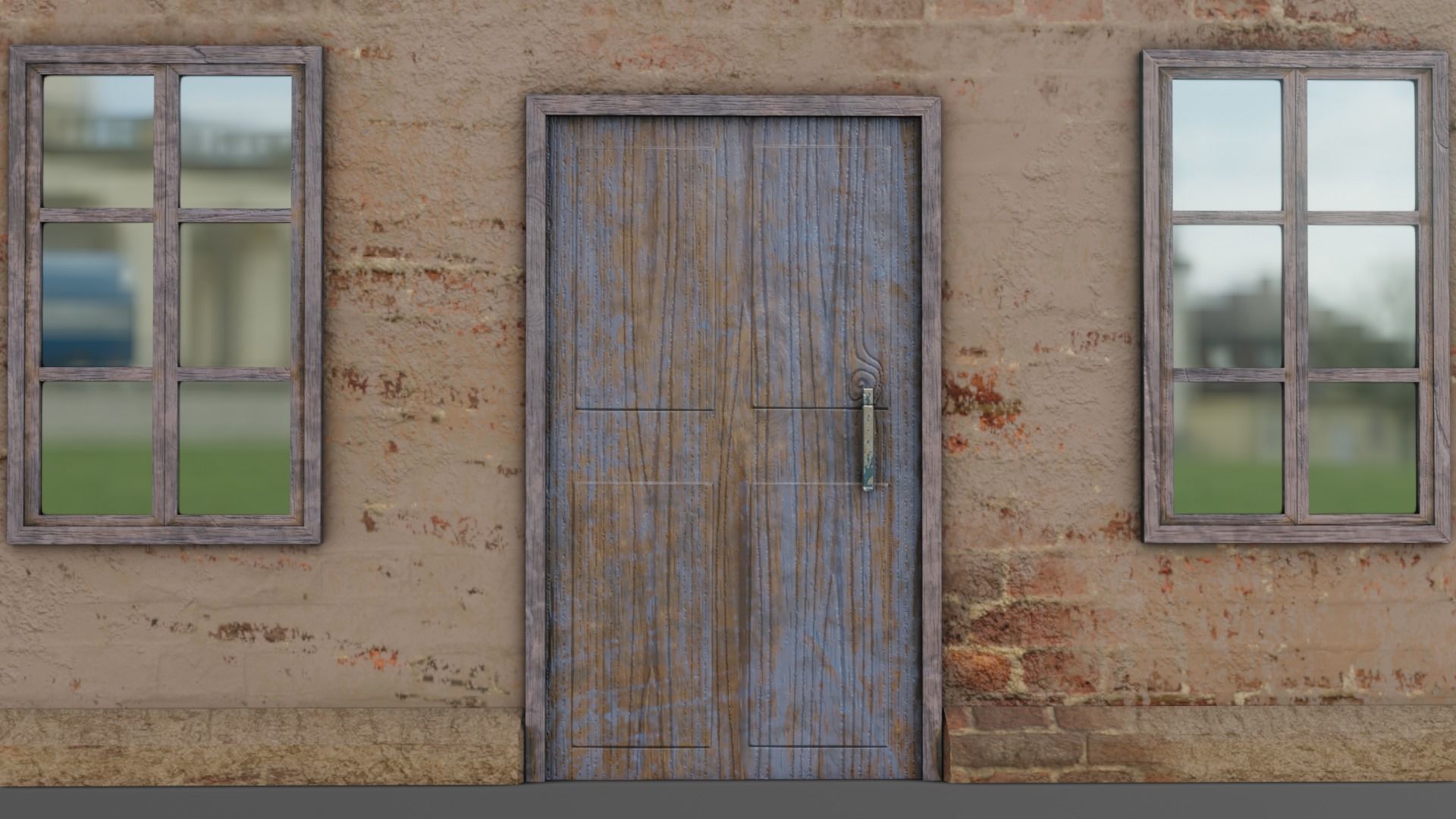 Old Administrative Building Low-poly 3D model_7