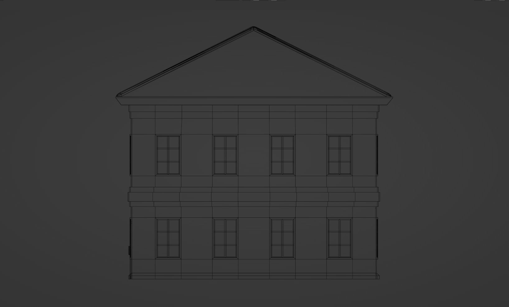 Old Administrative Building Low-poly 3D model_10