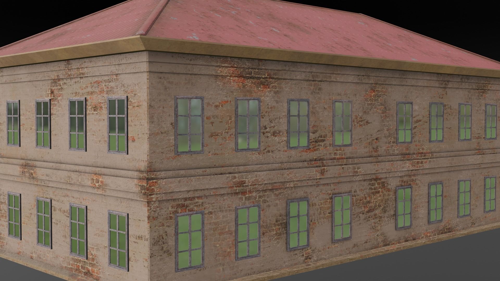Old Administrative Building Low-poly 3D model_3
