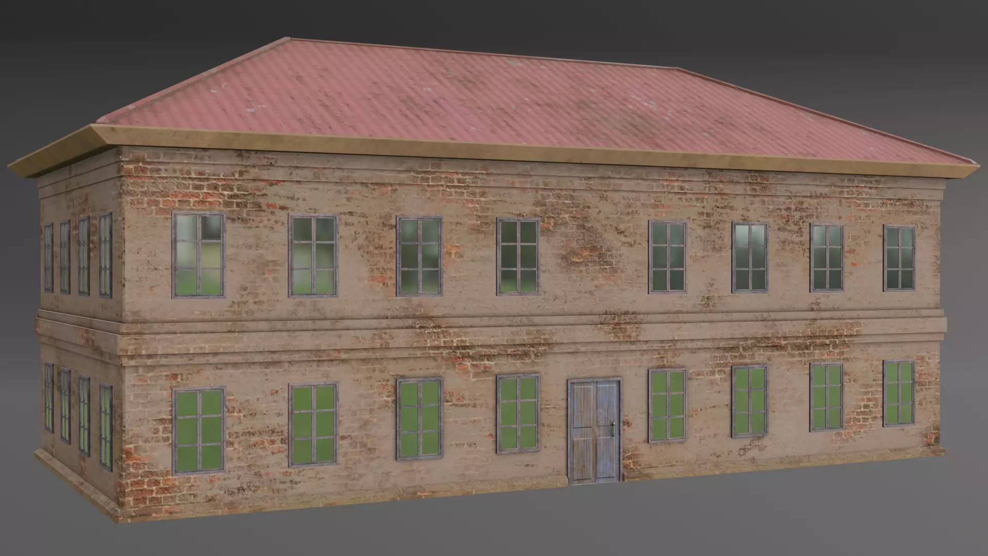 Old Administrative Building Low-poly 3D model_0