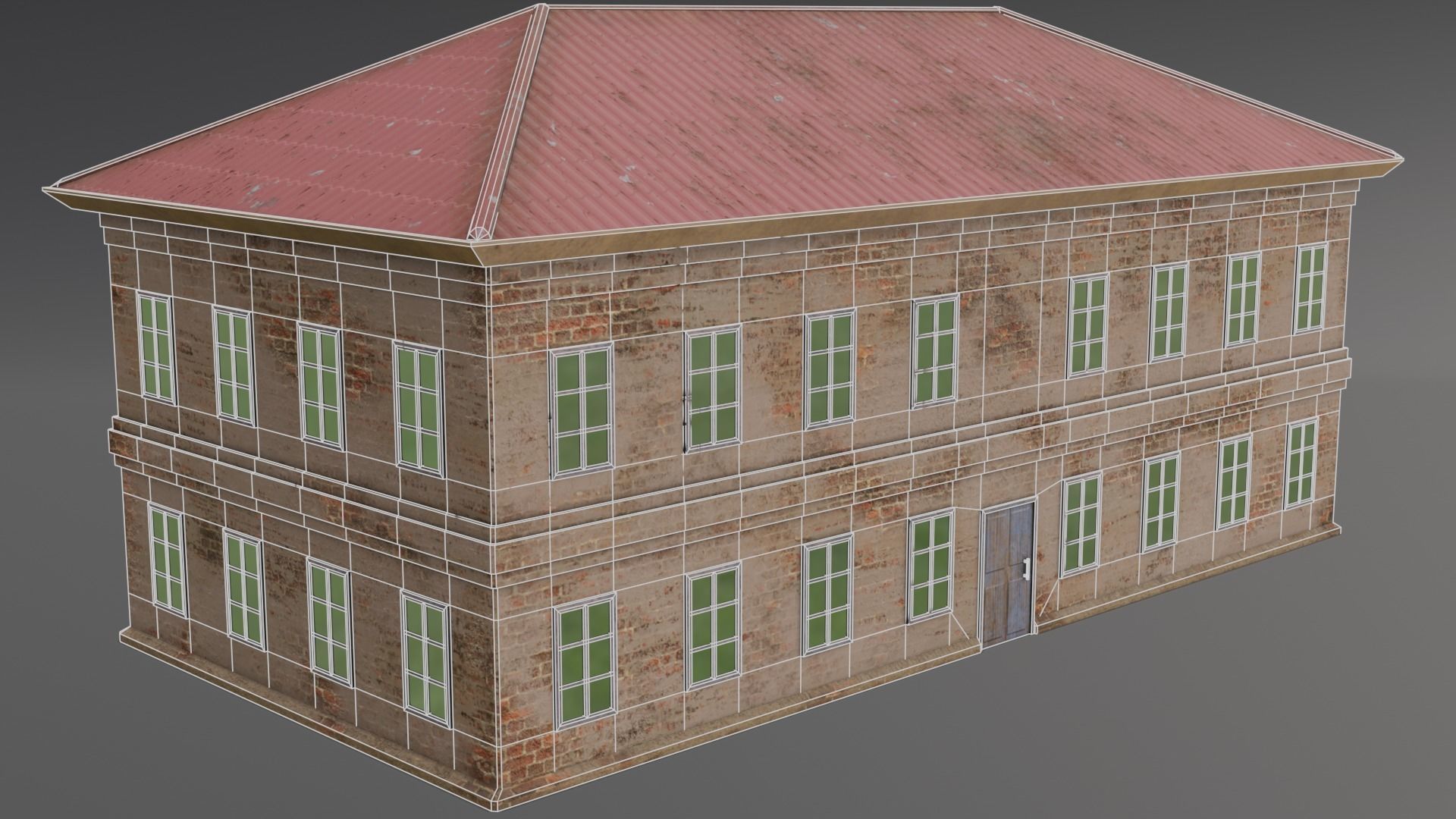 Old Administrative Building Low-poly 3D model_8