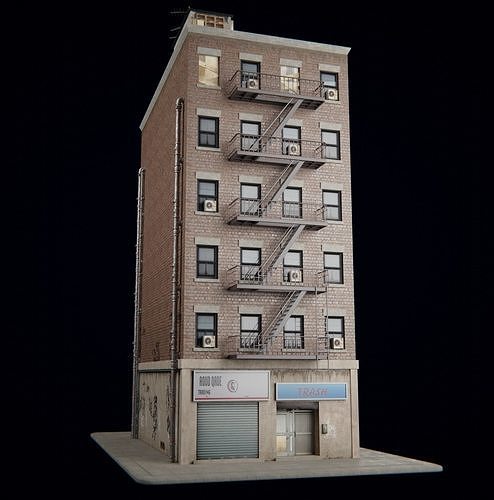 New York  Building kit Low-poly 3D model 6