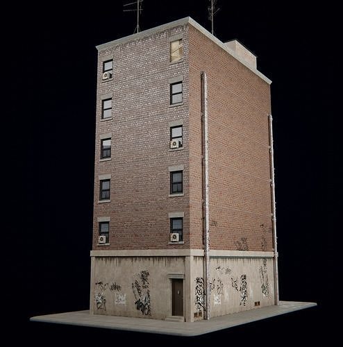 New York  Building kit Low-poly 3D model 7