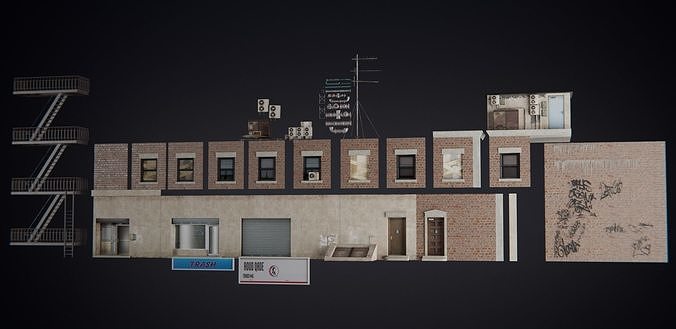 New York  Building kit Low-poly 3D model 5