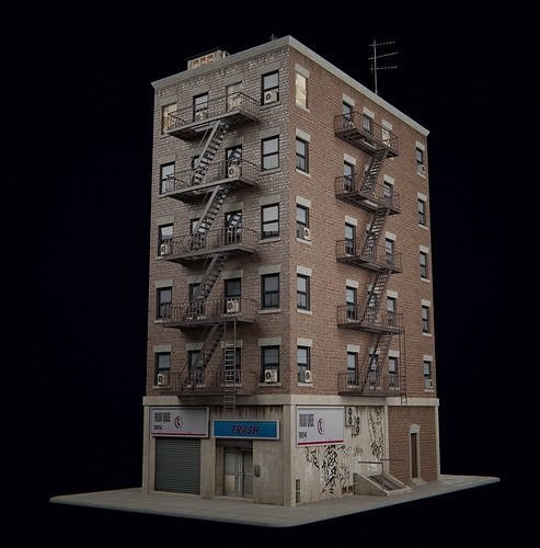 New York  Building kit Low-poly 3D model 2