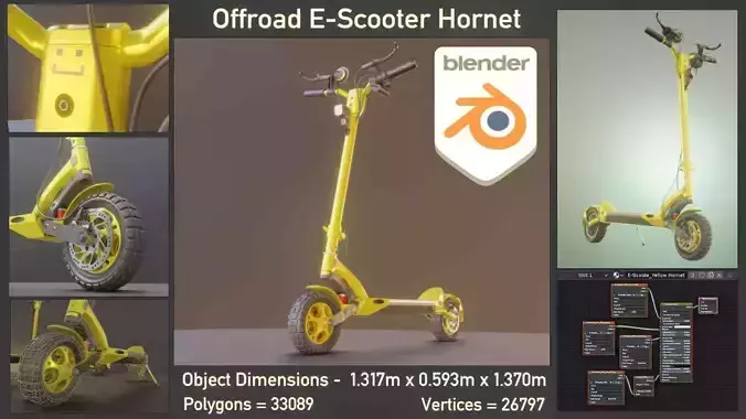 Offroad E-Scooter Hornet Low-poly 3D model