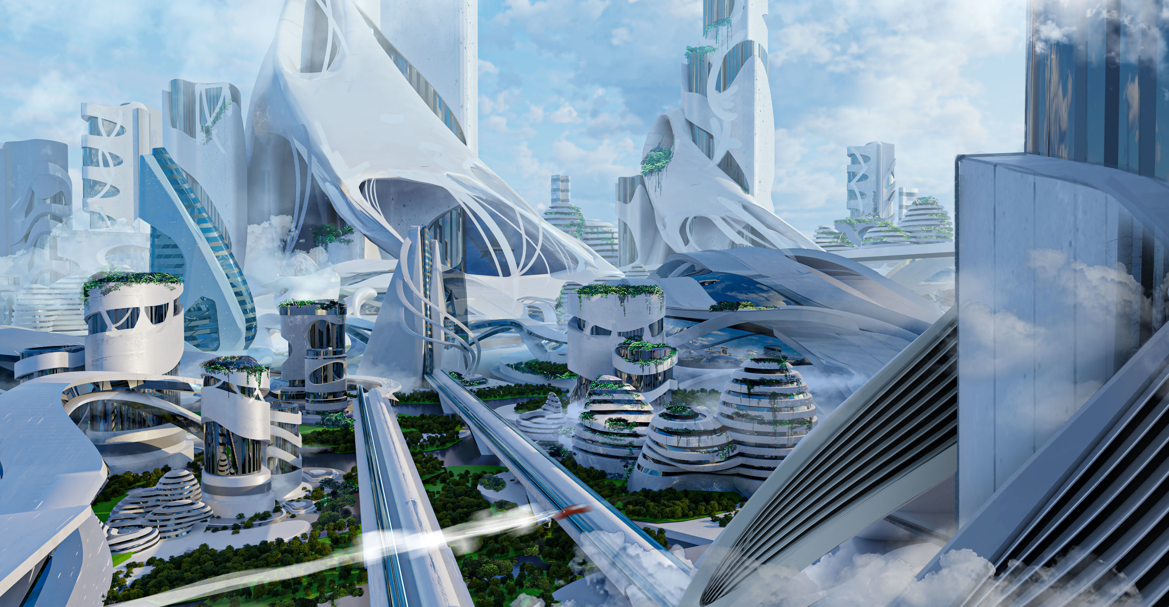 3D model Sci-fi city Utopian Kitbash Kitbash Asset Pack VR / AR / low ...