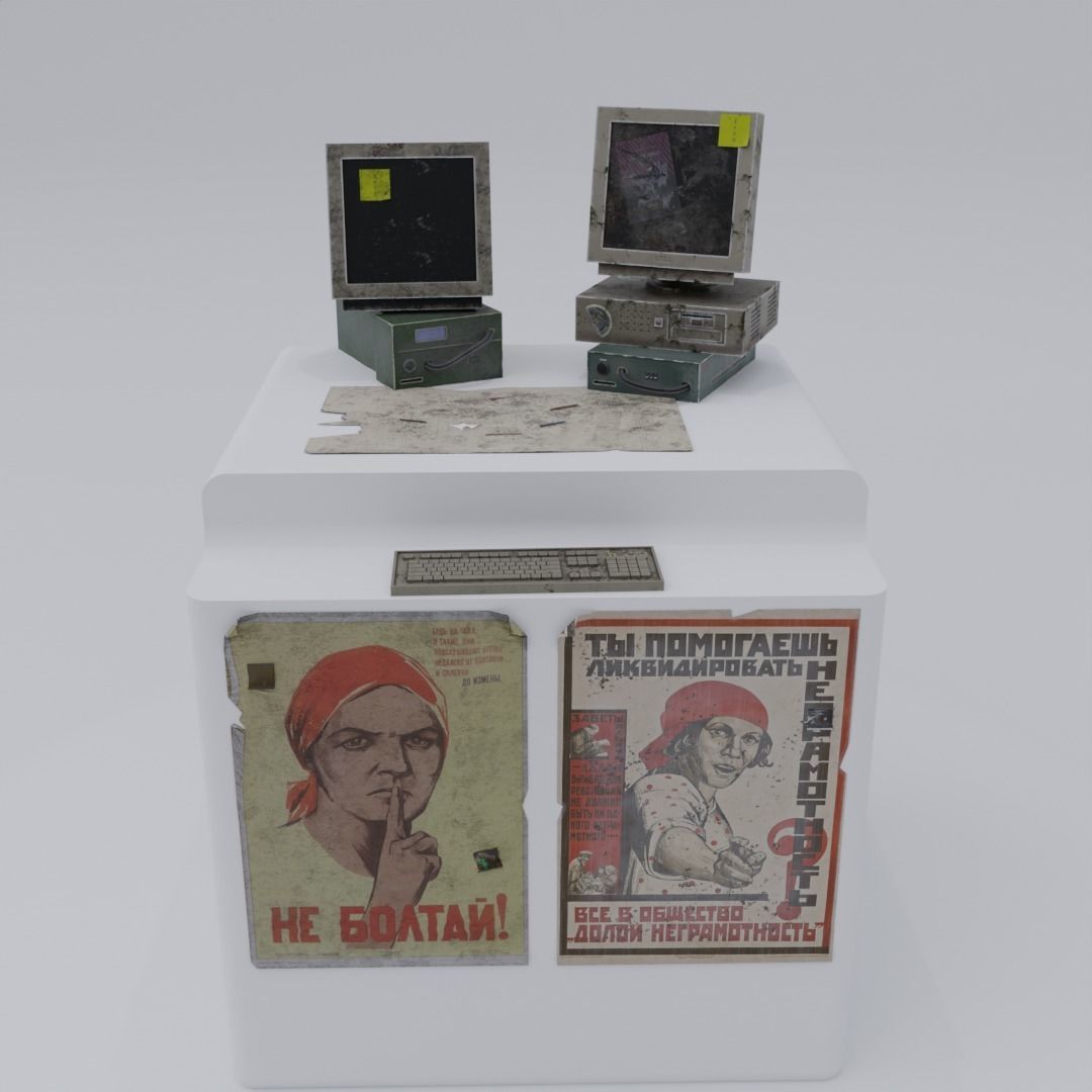 Scene with Soviet objects Free 3D model_4