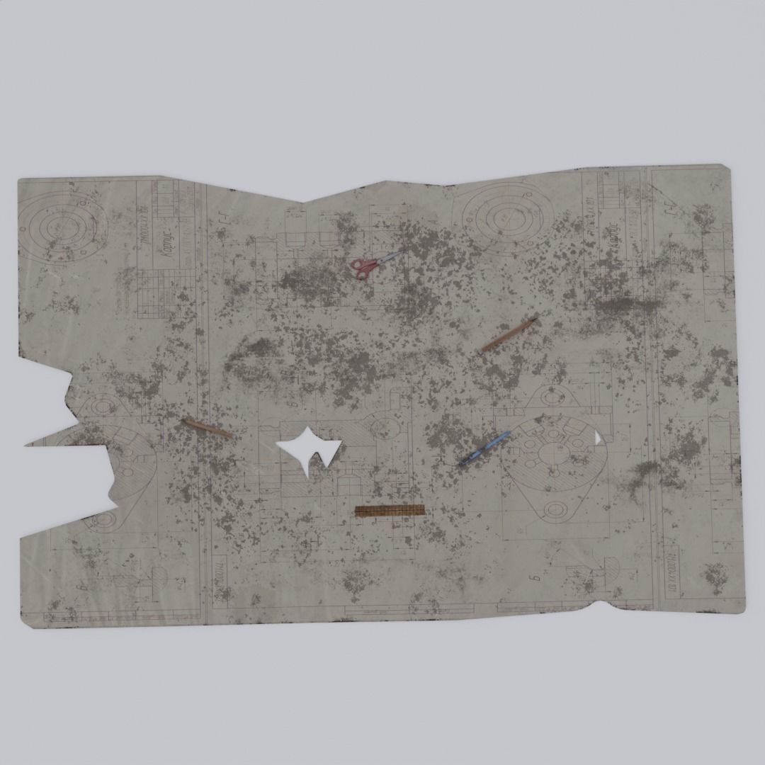 Scene with Soviet objects Free 3D model_6