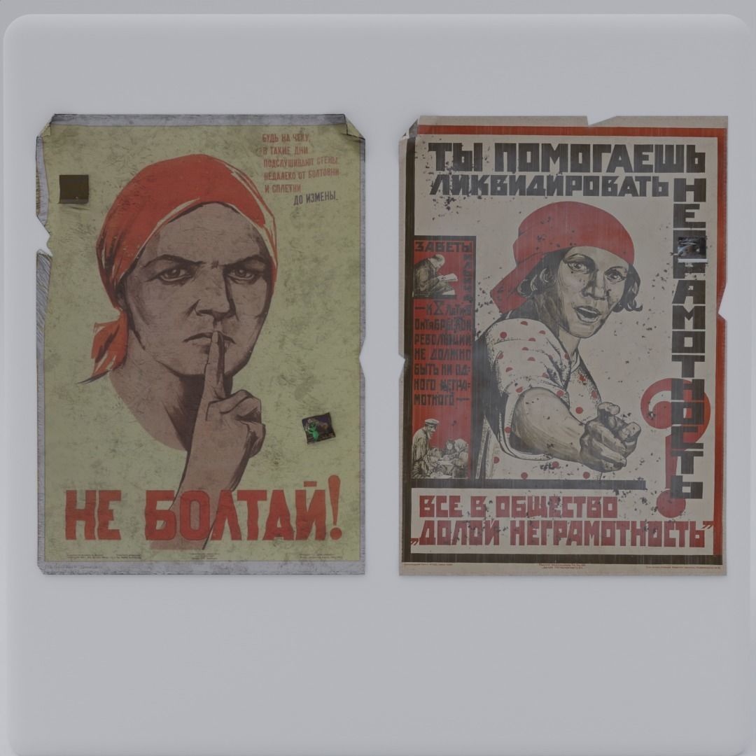 Scene with Soviet objects Free 3D model_7